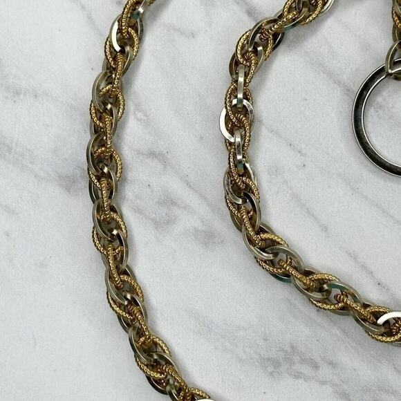 Skinny Silver Gold Two Tone Metal Chain Link Belt Extra Small/Small (XS/S) ✨ - Picture 5 of 9